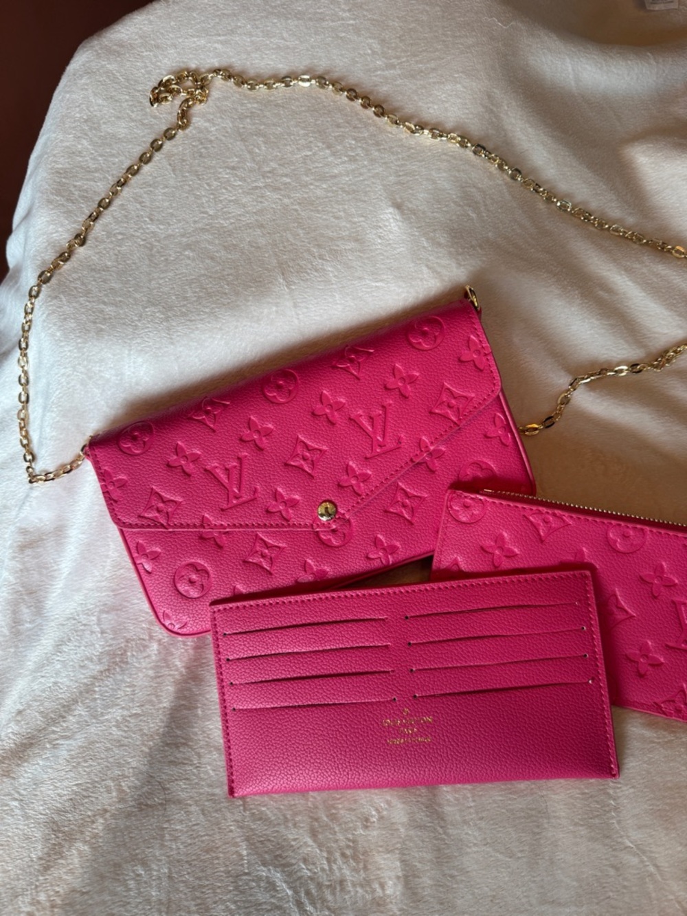 Louis Vuitton Fuchsia Monogram Chain Crossbody with Card Holder